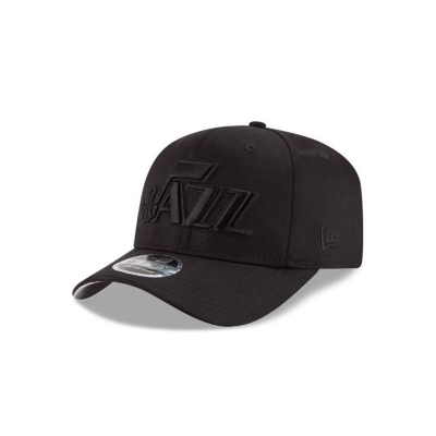 Utah Jazz Gorra | New Era NBA Black On Black Stretch Snap 9fifty Snapback Cap Mexico - Negros